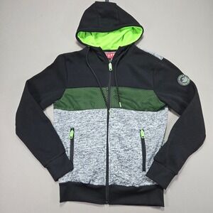 Super Triple Goose Hoodie Full Zip Black Green‎ Accent Mens Jacket size Small